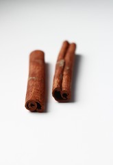 cinnamon sticks on white background