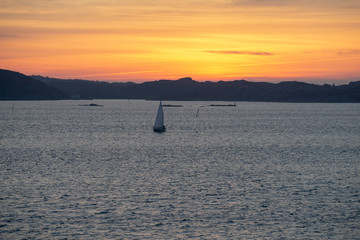 Sailing boat in the sunset