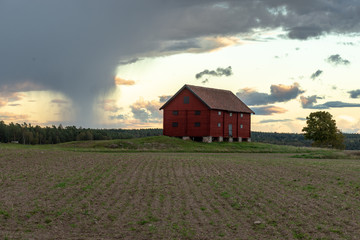 Storm approaching farm