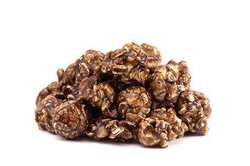 Pile of Coffee Flavored Candy Coated Popcorn on a White Background