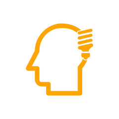 idea, bulb, light, energy bulb, head, thinking, creative business idea orange color icon