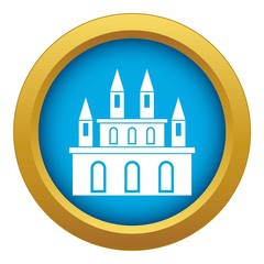 Medieval castle icon blue vector isolated on white background for any design