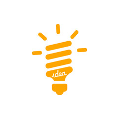 Obraz premium idea, bulb, light, energy bulb, head, thinking, creative business idea orange color icon