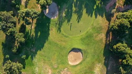 Aerial drone photo of famous Golf course in Glyfada area next to abandoned Elliniko airport, South...