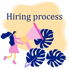 Hiring process. Staff recruitment. Vector background. Applicant hiring. Abstract background. Find team. People icon , person work group team , business meeting communication. Recruitment concept.