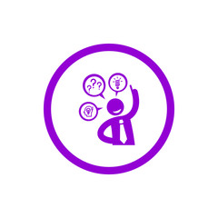 idea, bulb, light, energy bulb, head, thinking, creative business idea dark violet color icon