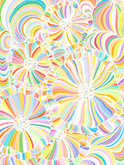 Vector doodle outline abstract ornamental flowers stripe background