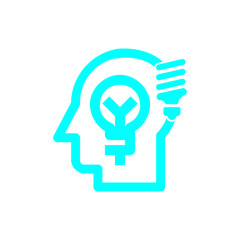 idea, bulb, light, energy bulb, head, thinking, creative business idea cyan color icon