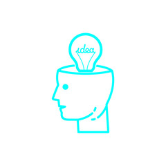 idea, bulb, light, energy bulb, head, thinking, creative business idea cyan color icon