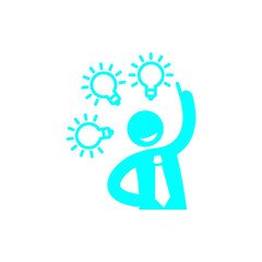 idea, bulb, light, energy bulb, head, thinking, creative business idea cyan color icon