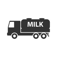 Milk tanker. Black silhouette. Vector drawing. Isolated object on white background. Isolate.