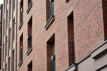 Fragment of a modern apartment building in front. Very modern apartment house.