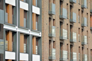 Fragment of a modern apartment building in front. Very modern apartment house.
