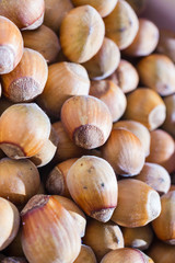 Hazelnuts drying background