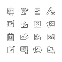 Set of vector web development line icons