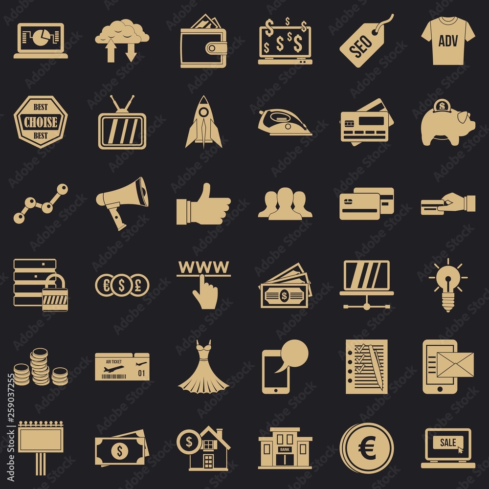 Poster ecommerce icons set. simple style of 36 ecommerce vector icons for web for any design