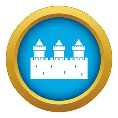 Obraz premium Medieval wall and towers icon blue vector isolated on white background for any design