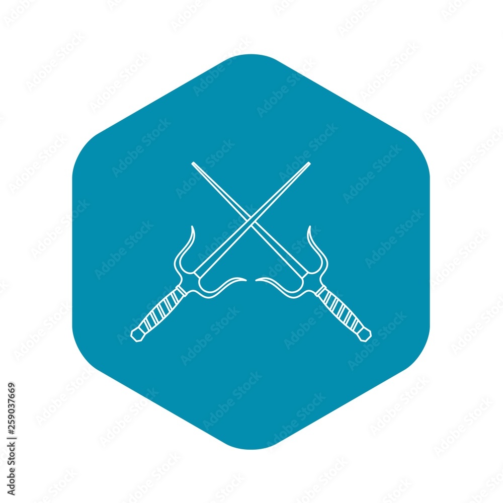 Poster sai dagger weapon icon. outline illustration of sai dagger weapon vector icon for web