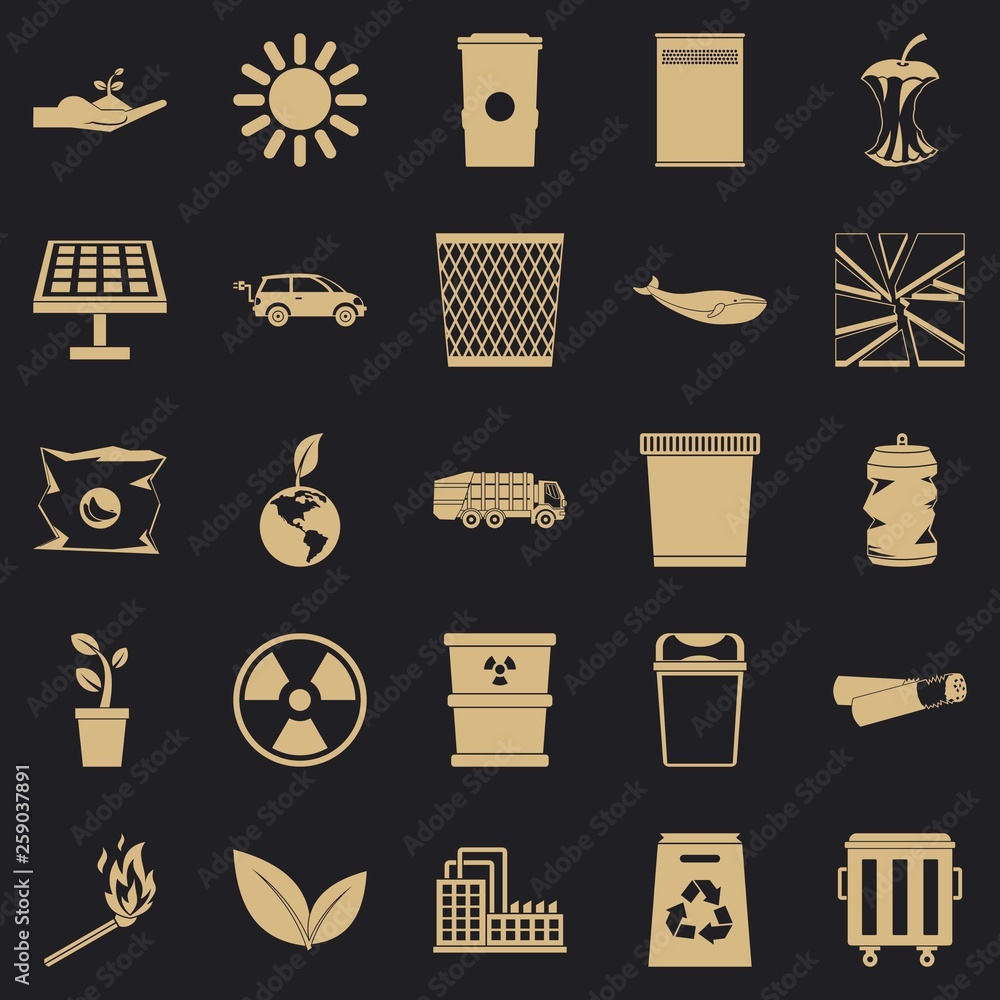Poster nature protection icons set. simple set of 25 nature protection vector icons for web for any design