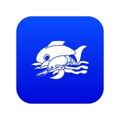 Sea food icon blue vector isolated on white background