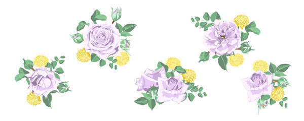 Wedding Card Design with Watercolor Flowers.
