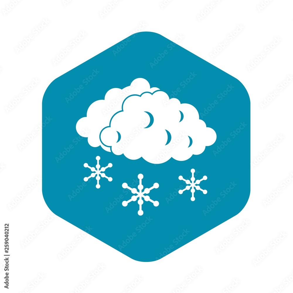 Poster clouds and snow icon in simple style isolated on white background. weather symbol