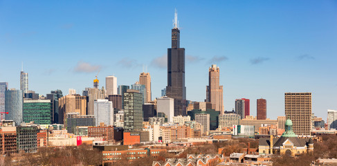 Panoramic view of the skyline of Chicago.