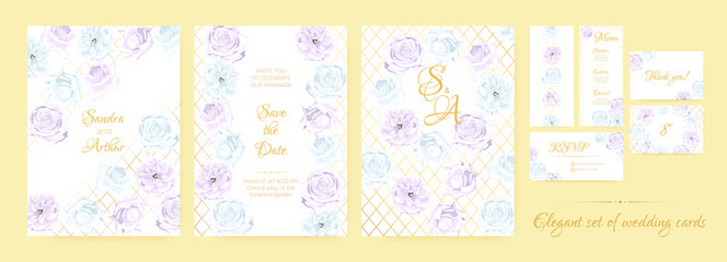 Vintage Wedding Invite Watercolor Set.