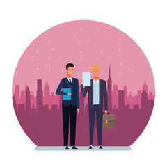 businessmen avatar cartoon character round icon