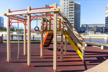 Fototapeta na wymiar Modern new children's playground