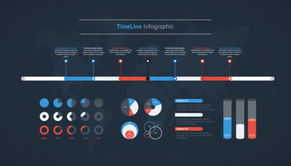 Timeline vector infographic. World map