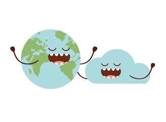 planet earth kawaii isolated icon