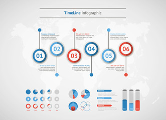 Timeline vector infographic. World map