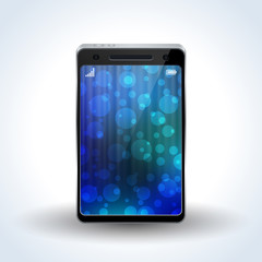 Realistic smartphone with abstract wallpaper vector illustration