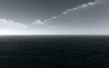 fantasy calm ocean surface with deep hazy sky