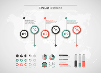 Timeline vector infographic. World map