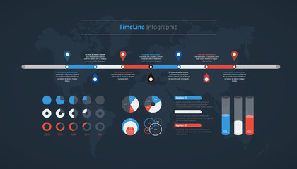 Timeline vector infographic. World map