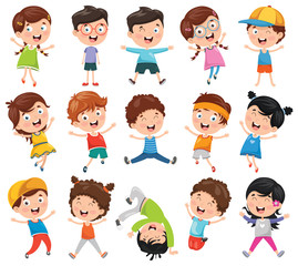 Vector Illustration Of Cartoon Children