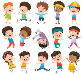 Vector Illustration Of Cartoon Children