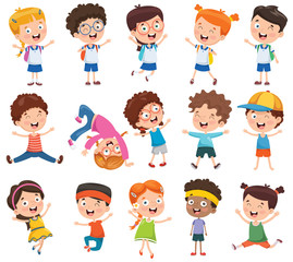 Vector Illustration Of Cartoon Children