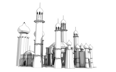 concept mosque with stylized silhouette design