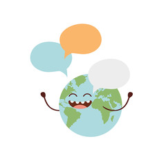 planet earth kawaii isolated icon