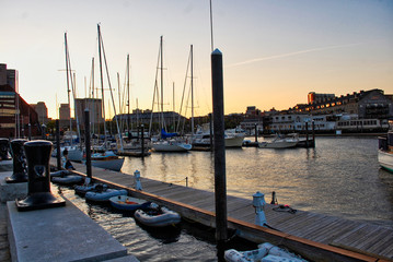 Dusk at the Boston Harbor Marina Massachusetts