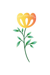 flower with leafs isolated icon