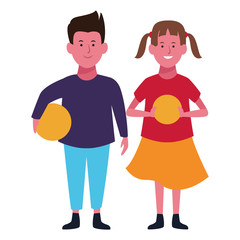 Two kids smiling cartoons