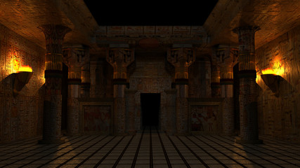 concept art of ancient temple at night 