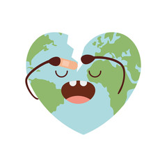 planet earth kawaii isolated icon