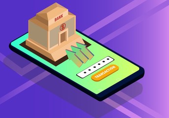 Isometric concept for mobile banking and online payment