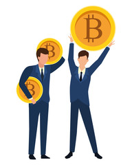Business people with bitcoins
