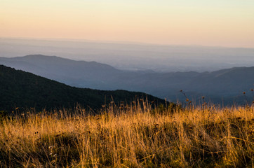 Sunset colorful  layers on Max Patch Mountain.